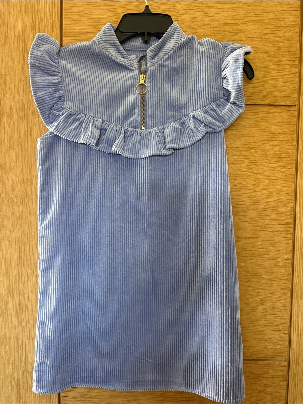 Scotch & Soda Light Blue Girls Corduroy Dress with Ruffle Detail